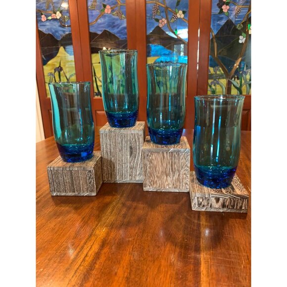 Anchor Hocking Caribbean Blue MCM Water Tumblers - Picture 1 of 9